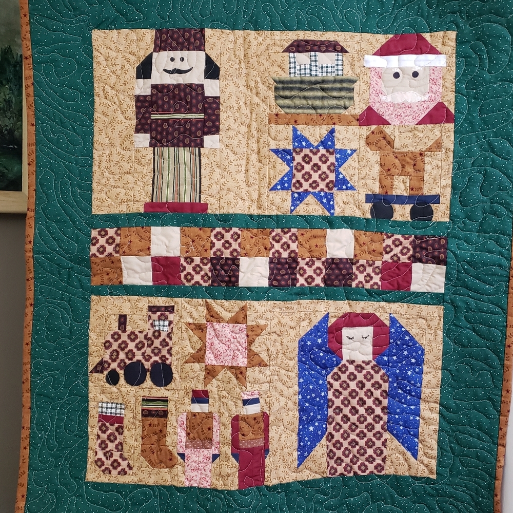Country Christmas Throw/wallhanging handmade by me. Unique OOAK
